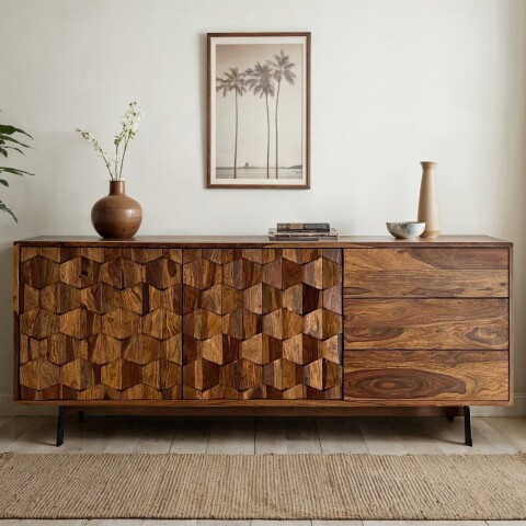 Sideboard >WL7.029< in Sheesham, Massivholz - 175x70x40cm (BxHxT)