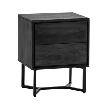 Nachtkommode >WL7.038< in Akazie Schwarz, Massivholz - 45x57x40cm (BxHxT)