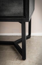 Nachtkommode >WL7.038< in Akazie Schwarz, Massivholz - 45x57x40cm (BxHxT)