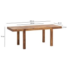 Kulissen-Esstisch >WL7.043< in Sheesham, Massivholz - 120/200x76x80cm (BxHxT)