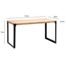 Esstisch >WL7.046< in Akazie / schwarz, Massivholz & Metall - 120x76x60 (BxHxT)