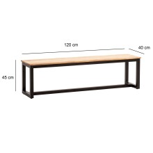 Sitzbank >WL7.064< in Akazie / schwarz, Massivholz / Metall - 120x45x40 (BxHxT)