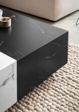 Couchtisch >WL7.144< in Marmor-Optik Weiß / schwarz - 120x28x60 (BxHxT)