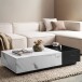 Couchtisch >WL7.144< in Marmor-Optik Weiß / schwarz - 120x28x60 (BxHxT)