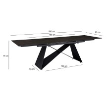 Kulissen-Esstisch >WL7.148< in Keramik Schwarz - 180x78x95 (BxHxT)