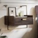 Nachtkonsole >WL7.159< hängend, Mango / gold, Massivholz & Metall - 44x45x35cm (BxHxT)