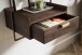 Nachtkonsole >WL7.159< hängend, Mango / gold, Massivholz & Metall - 44x45x35cm (BxHxT)
