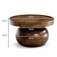 Couchtisch >WL7.161< in Mango, Massivholz - 30x50cm (HxD)