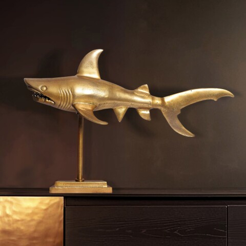 Dekofigur >shark< in Gold, Aluminium - 70x49x27cm (BxHxT)