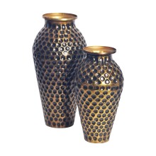 Dekovase >WL7.177< (2-teilig) in Gold, Aluminium - 51x26cm (HxD)