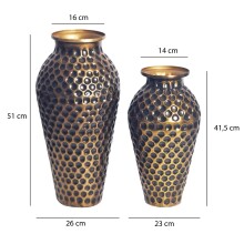 Dekovase >WL7.177< (2-teilig) in Gold, Aluminium - 51x26cm (HxD)