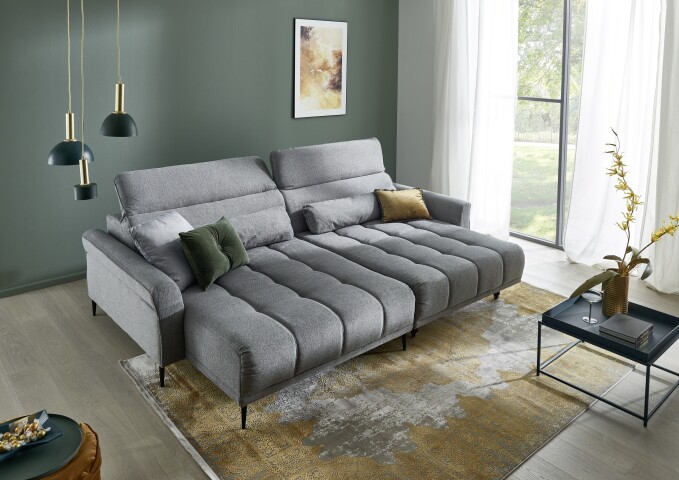 Big-Sofa >Wolve< 2x elektr. Verstellung, Aragon 93 mittelgrau - 280x108x118cm (BxHxT)