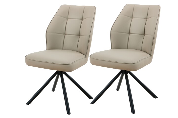 Esszimmerstuhl >BRAGA S< (2er-Set) drehbar, Leder Cappuccino - 51x90x68 (BxHxT)