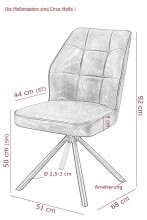 Esszimmerstuhl >BRAGA S< (2er-Set) drehbar, Leder Cappuccino - 51x90x68 (BxHxT)