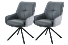 Esszimmerstuhl >FARO I S< (2er-Set) drehbar, Leder Grau - 62x90x67 (BxHxT)