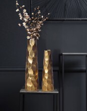 Dekovase >WL7.181< (2-teilig) in Gold, Aluminium - 49x15cm (HxT)