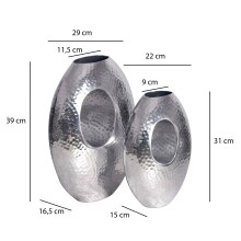Dekovase >WL7.189< (2-teilig) in Silber, Aluminium - 29x39x17cm (BxHxT)