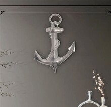 Hängedekoration >Anker< in Silber, Aluminium - 47x70x4cm (BxHxT)
