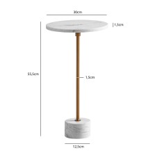 Beistelltisch >WL7.208< in Weiß, Marmor / Aluminium - 56x30cm (HxD)