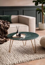 Couchtisch >WL7.211< in Grün / Gold, Baroda Marmor & Metall - 35x70cm (HxD)