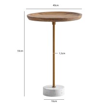 Beistelltisch >WL7.217< in Mango, Massivholz & Marmor  - 55x40cm (HxD)