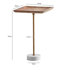 Beistelltisch >WL7.218< in Mango, Massivholz & Marmor - 35x55x35cm (BxHxT)