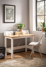 Schreibtisch >WL7.221< in Weiß & Eichefarben, Holzwerkstoff - 106x90x53 (BxHxT)
