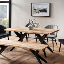 Esstisch >WL7.224< in Akazie, Massivholz & Metall - 160x80x76cm (LxBxH)
