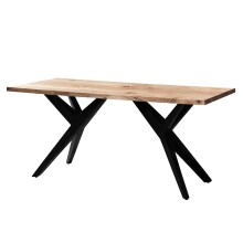 Esstisch >WL7.224< in Akazie, Massivholz & Metall - 160x80x76cm (LxBxH)