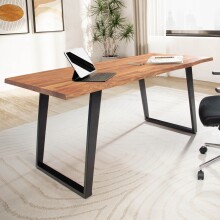 Schreibtisch >WL7.276< in Akazie / schwarz - 120x60x76 (LxBxH)