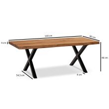 Couchtisch >WL7.283< in Akazie, Massivholz & Metall - 120x46x60cm (BxHxT)