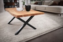 Couchtisch >WL7.283< in Akazie, Massivholz & Metall - 120x46x60cm (BxHxT)