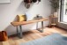 Sitzbank >WL7.286< in Akazie / Silber, Massivholz & Metall - 120x46x40cm (BxHxT)