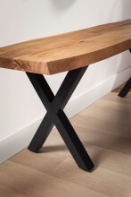 Sitzbank >WL7.287< in Akazie / Schwarz, Massivholz & Metall - 120x46x40 (BxHxT)