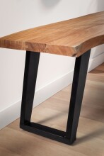 Sitzbank >WL7.288< in Akazie / Schwarz, Massivholz & Metall - 120x46x40 (BxHxT)