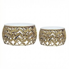 Satztisch >WL7.340< (2-teilig) in Gold, Marmor & Aluminium - 33x60cm (HxD)