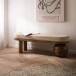 Sitzbank >WL7.315< in Mango / Beige, Stoff & Massivholz - 140x48x42cm (BxHxT)