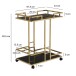 Servierwagen >WL7.336< in Gold, Metall & Schwarzglas - 68x84x43cm (BxHxT)
