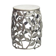 Beistelltisch >WL7.343< in Silber, Marmor & Aluminium - 46x40cm (HxD)