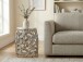 Beistelltisch >WL7.343< in Silber, Marmor & Aluminium - 46x40cm (HxD)