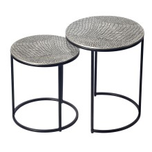 Satztisch >WL7.347< (2-teilig) in Silber, Aluminium / Metall - 48x40cm (HxD)