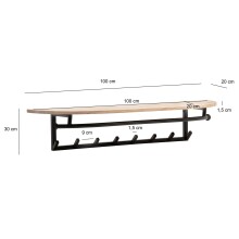 Garderobenleiste >WL7.405< in Akazie / schwarz - 100x30x20 (BxHxT)