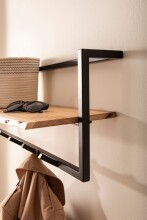 Garderobenleiste >WL7.406< in Akazie / schwarz - 100x32x25 (BxHxT)