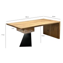 Schreibtisch >WL7.408< in Akazie / schwarz - 180x77x90 (BxHxT)