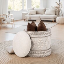 Pouf >WL7.419< mit Stauraum, in Creme, Wolle -...