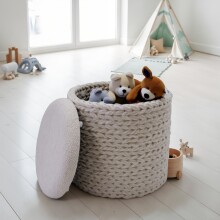 Pouf >WL7.424< mit Stauraum, in Creme, Stoff -...
