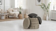 Pouf >WL7.427< mit Stauraum, in Braun, Stoff -...