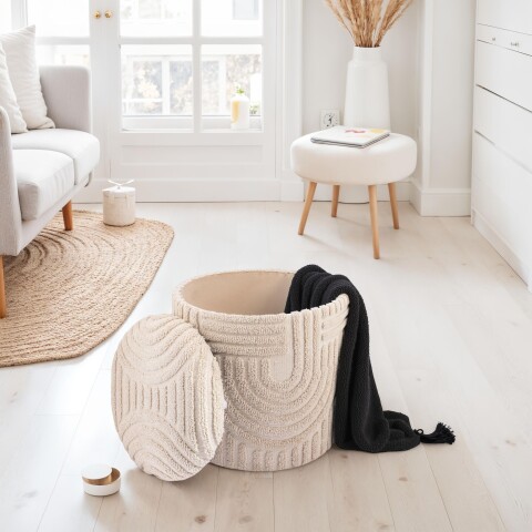 Pouf >WL7.428< mit Stauraum, Beige, Baumwollstoff - 45x40cm (HxD)