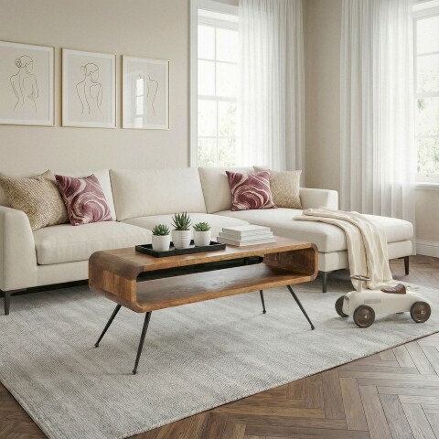 Couchtisch >WL7.455< in Mango, Massivholz - 105x40x45cm (LxBxH)
