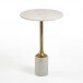 Beistelltisch >WL7.477< in Weiß / Gold, Marmor & Aluminium - 56x37cm (HxD)
